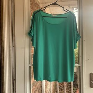 Ladies xl green short sleeve blouse